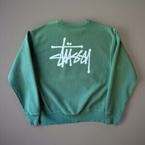 Stussy Sweatshirt Medium Green Casual Streetwear Los Angeles Skater Punk